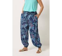 Yours Curve Blue Paisley Print Harem Trousers - Women's - Plus Size Curve
