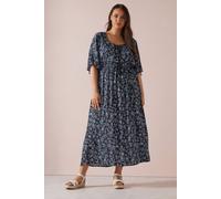 Yours Curve Paisley Print Tie Front Maxi Dress - Women's - Plus Size Curve Blue