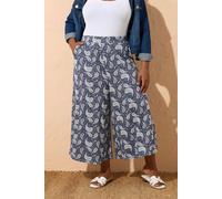 Yours Paisley Print Midaxi Culottes In Dark Navy Dark Navy 30-32