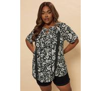 Yours Women's Paisley Print Pintuck Blouse in Black | Size: 14 Yours Black 14