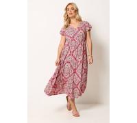 Yours Curve Paisley Print Smock Dress - Women's - Plus Size Curve Pink