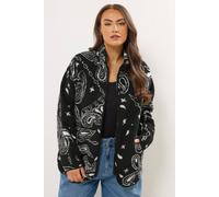 Yours Paisley Teddy Fleece Jacket In Black Black 16