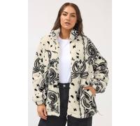 Yours Curve White Paisley Zip Through Fleece Jacket - Women's - Plus Size Curve