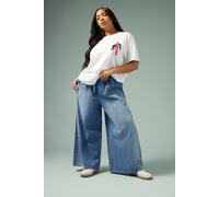 Yours Palazzo Leg Tie Waist Jeans In Blue Blue 20