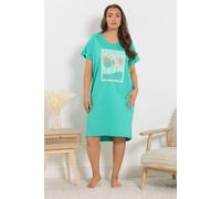 Yours 'palm Beach' Sleep Tee Nightdress In Aqua Aqua 34-36