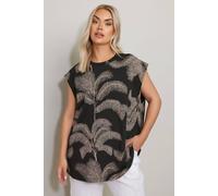 Palm Print Boxy T-Shirt Yours Black 14