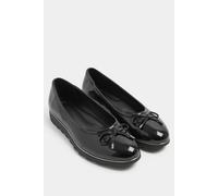 Yours Patent Ballet Pumps In Wide E Fit In Black Black