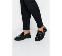 Yours - Patent Chunky Slip On Loafers in Wide E Fit & Extra Wide Eee Fit - Women's Black