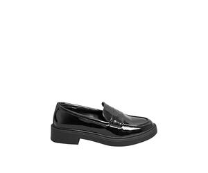 Yours - Patent Chunky Slip On Loafers in Wide E Fit & Extra Wide Eee Fit - Women's Black