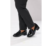 Yours - Patent Heeled Tassel Loafers in Extra Wide Eee Fit - Women's Black