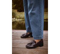 Yours Patent Heeled Tassel Loafers In Burgundy Burgundy 7EEE