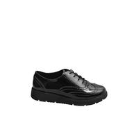 Yours - Patent Lace Up Brogue Flats in Extra Wide Eee Fit - Women's Black