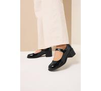 Yours Patent Mary Jane Mid Block Heels In Black Black 6EEE