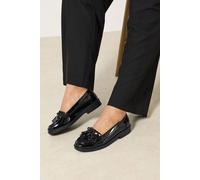 Yours Patent Tassel Fringe Loafers In Wide Fit In Black Black 9EEE