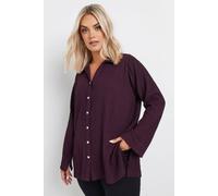 Yours Pearl Button Textured Shirt In Purple Purple 22-24