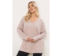 Yours Pearl Embellished Drop Shoulder Jumper In Pink Pink 16