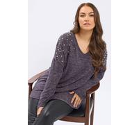 Yours Pearl Embellished Drop Shoulder Jumper In Purple Purple 30-32