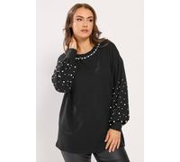 Yours Women's Pearl Embellished Jumper in Black | Size: 14 Yours Black 14