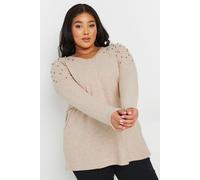 Yours Curve Brown Pearl Embellished Jumper - Women's - Plus Size Curve