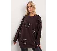 Yours Curve Brown Pearl Embellished Soft Touch Jumper - Women's - Plus Size Curve