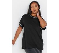 Yours Curve Pearl Trim T-Shirt - Women's - Plus Size Curve Black