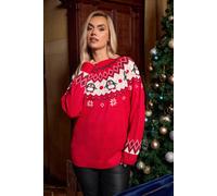 Yours Penguin Fairisle Christmas Jumper In Red Red 18-20