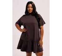 Yours Peplum Mini Dress In Brown Brown 22-24