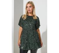 Yours London Curve Peplum Sequin Top - Women's - Plus Size Curve