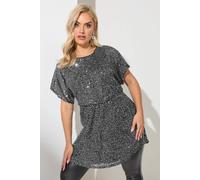 Yours Peplum Sequin Top In Silver Silver 20
