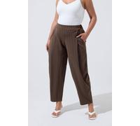 Yours Women's Pinstripe Barrel Leg Trousers in Chocolate | Size: 18 Yours Chocolate 18