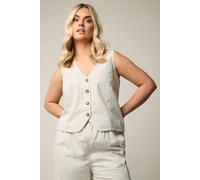 Yours Curve Ivory Pinstripe Denim Waistcoat - Women's - Plus Size Curve