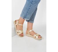 Yours - Cross Strap Platform Wedge Sandals In Wide E Fit & Extra Wide Eee Fit - Women's