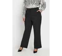 Yours Pleat Front Bootcut Trousers In Black Black 26-28