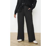 Pleat Front Linen Trousers Yours Black 26-28