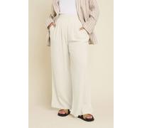 Yours Curve Brown Pleat Front Linen Trousers - Women's - Plus Size Curve
