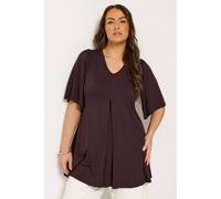 Yours Women's Pleat Front Top in Chocolate | Size: 26-28 Yours Chocolate 26-28