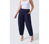 Yours Limited Collection Curve Navy Pleated Barrel Leg Trousers - Women's - Plus Size Curve