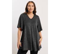 Yours Curve Pleated Metallic Top - Women's - Plus Size Curve Black