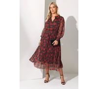Yours London Curve Floral Pleated Shirt Dress - Women's - Plus Size Curve Black
