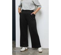 Yours Pleated Wide Leg Trousers In Black Black 34-36