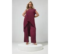 Yours Pleated Wide Leg Trousers In Plum Plum