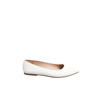 Yours - Pointed Ballet Pumps in Wide E & Extra Wide Eee Fit - Women's White