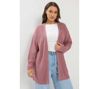Yours Women's Pointelle Chunky Knitted Cardigan in Pink | Size: 26-28 Yours Pink 26-28