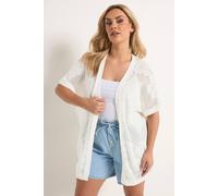 Yours Curve White Pointelle Floral Cardigan - Women's - Plus Size Curve