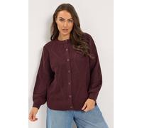 Yours Pointelle Knit Cardigan In Burgundy Burgundy