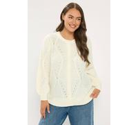 Yours Pointelle Knit Cardigan In Cream Cream
