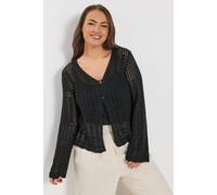 Yours Women's Pointelle Knitted Cardigan in Black | Size: 22-24 Yours Black 22-24