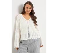 Yours Pointelle Knitted Cardigan In Ivory Ivory 30-32