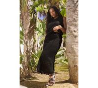 Yours Curve Crochet Knitted Midi Skirt - Women's - Plus Size Curve Black