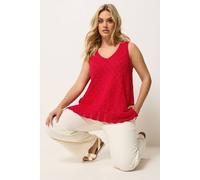 Yours Pointelle Knitted Vest Top In Red Red